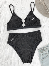 Shiny Sequin Black Bikini Set