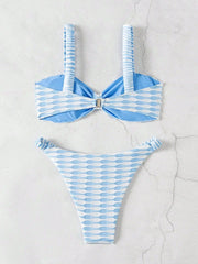 Sexy Khaki Plaid Print Bikini