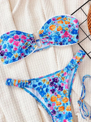 Flowers Printed U Neck Bikini