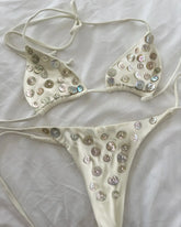 Sexy White Brozing Diamond Micro Bikini