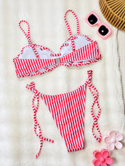 Sexy Pink Striped Micro Bikini