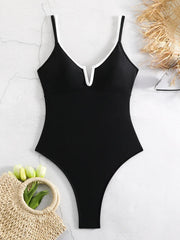Splicing Underwired V-Bar Women Micro Thong Swimwear One Piece Swimsuit
