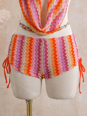 Vintage Orange Striped Bikini Set