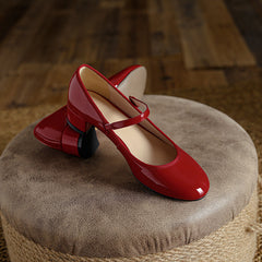 Raimel Women's Patent Leather Low Heel Pumps