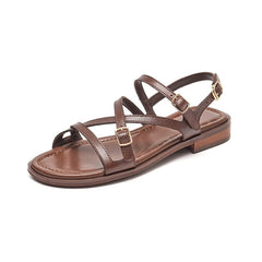Shantal Women's Genuine Leather Cross Strap Sandals