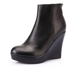 Shanty Women's Wedge Leather Ankle Booties