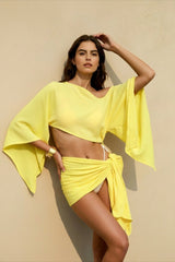 Off Shoulder Wrap Skirt Two Piece Vacation Set