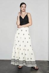 Boho Print High Waist A Line Vacation Skirt