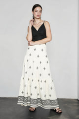 Boho Print High Waist A Line Vacation Skirt