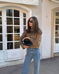 Suede Effect Soft Button Lapel Jacket