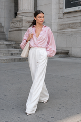 Vintage Satin Lantern Sleeve Blouse