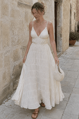 Spaghetti Strap Deep V Boho Dress