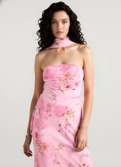 Floral Tie Fishtail Vacation Maxi Dress