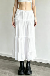 Ballet Gentle White Low Waist A Line Maxi Skirt