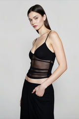 Mesh Panel Open Back Cami Top