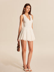 Embroidered V-Neck Sleeveless Dress