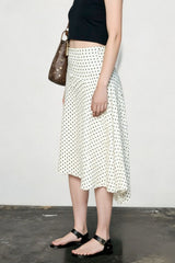 Polka Dot Low Waist Ruffle Hem A-Line Skirt