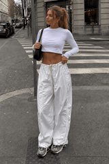 Fashionable Low-Waisted Drawstring Cargo Pant