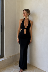 Hollow Chest Strappy Wrapped Neckline Maxi Dress