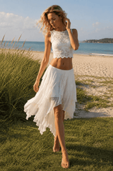 Ruffled Asymmetrical Midi Skirt