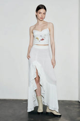 Cotton Asymmetric Slit Maxi Skirt