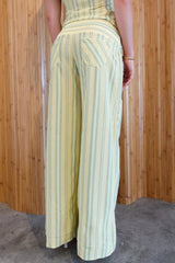 Striped Halter Cami Wide Leg Pants Two Piece Set
