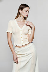 Knit Cutout Crop Top High Waist Vacation Set