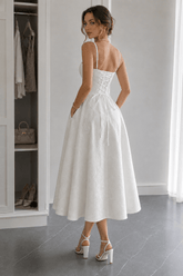 Jacquard Spaghetti Strap Cocktail Dress