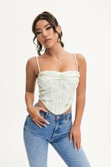 Floral Print Curved Hem Crop Top