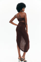 Metal Detail Tube Top & Asymmetrical Hem Skirt Set