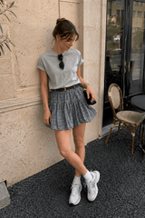 Plaid Tulip High Waist Mini Skirt
