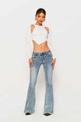 Cut Out Asymmetrical Hem Long Sleeve Top
