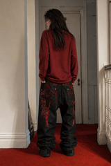 Y2K Dark Embroidered Cleaning Pant