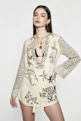 Loose Fit Printed Shirt Shorts Vacation Set
