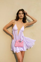 Cinched Waist Flared Hem Vacation Dress