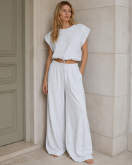 Sleeveless Pullover Wide Leg Pants Two Piece Set