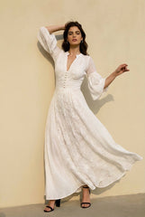 Embroidered Sheer Lace High Waist Vacation Dress
