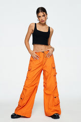 High Waist Pocket Patched Oversize Parachute Pants