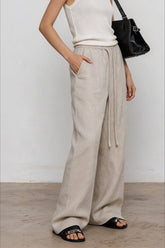 Linen Relaxed Draped Wide Leg Pants