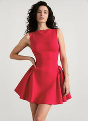 Solid Sleeveless Sexy Backless Mini Dress