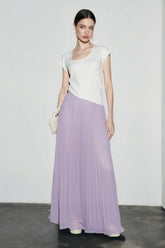 Chiffon Pleated Flowing Maxi Skirt