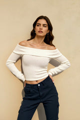 Off Shoulder Long Sleeve Sweater