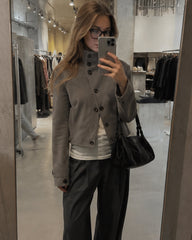 Slim Cropped Turtleneck Casual Jacket