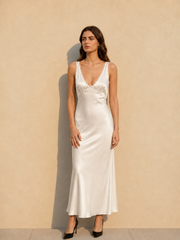 Lace Trim White Cami Chic Maxi Dress