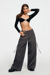 Low Waist Cargo Pocket Wide Leg Pants
