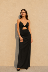 V-Neck Strappy Hollow Slit Sexy Maxi Dress