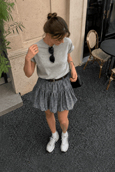 Plaid Tulip High Waist Mini Skirt