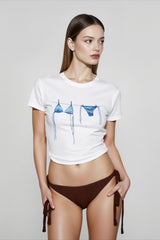 Bikini Print White T-shirts