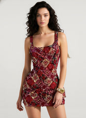 Chic Colorful Rhombus-Pattern Sequin Split Bodycon Sequin Dress