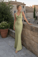 Satin Bodycon Backless Fish Maxi Dress